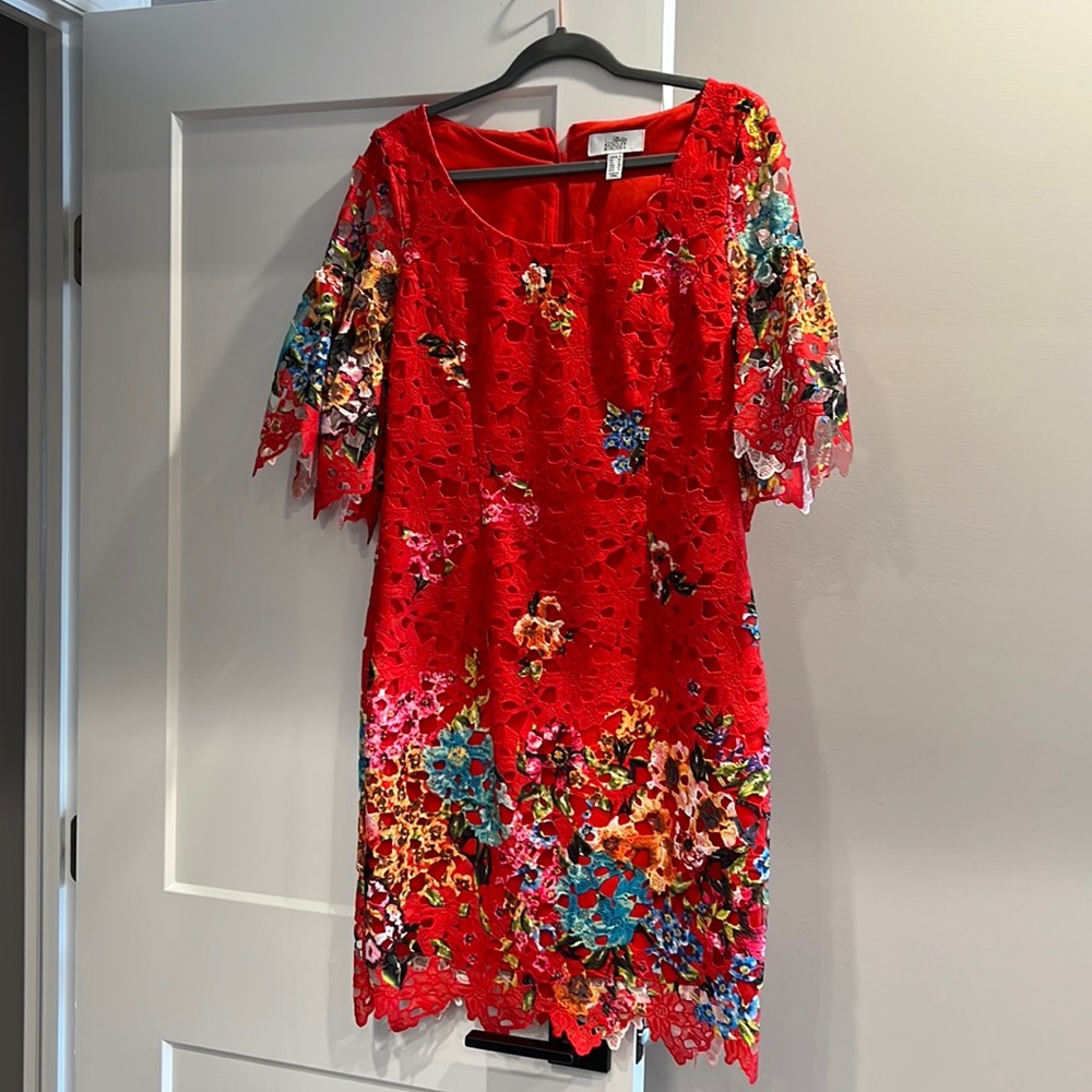 Belle by Bartley Mischka Dress w Floral Lace Overlay and Bell Sleeves
